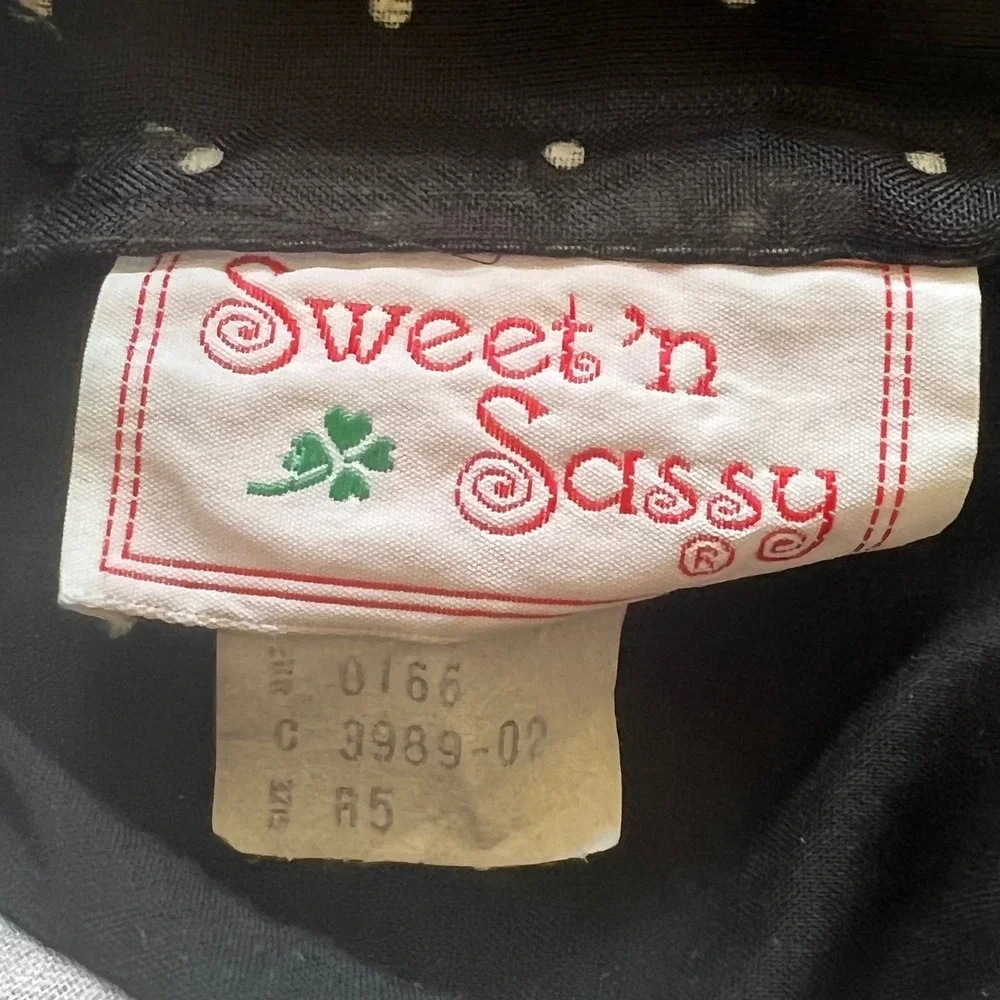 Sweet n Sassy Vintage Girls Fancy Dress Black Polka Dot Lace Ruffle‎ Sz 5